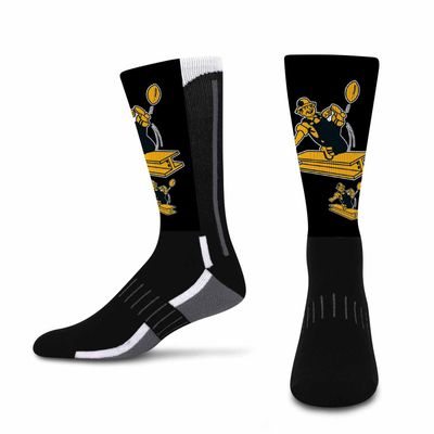 For Bare Feet NFL V Curve Pittsburgh Steelers Socks, Pittsburgh Socks for Men and Women Crew Socks for Game Day (Pittsburgh Steelers - Team Color, Medium)