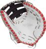 Easton | Professional Collection Fastpitch First Base Mitt | Left Hand Throw | 13" - Single Post Double Bar Web | White/Navy/Red view 2