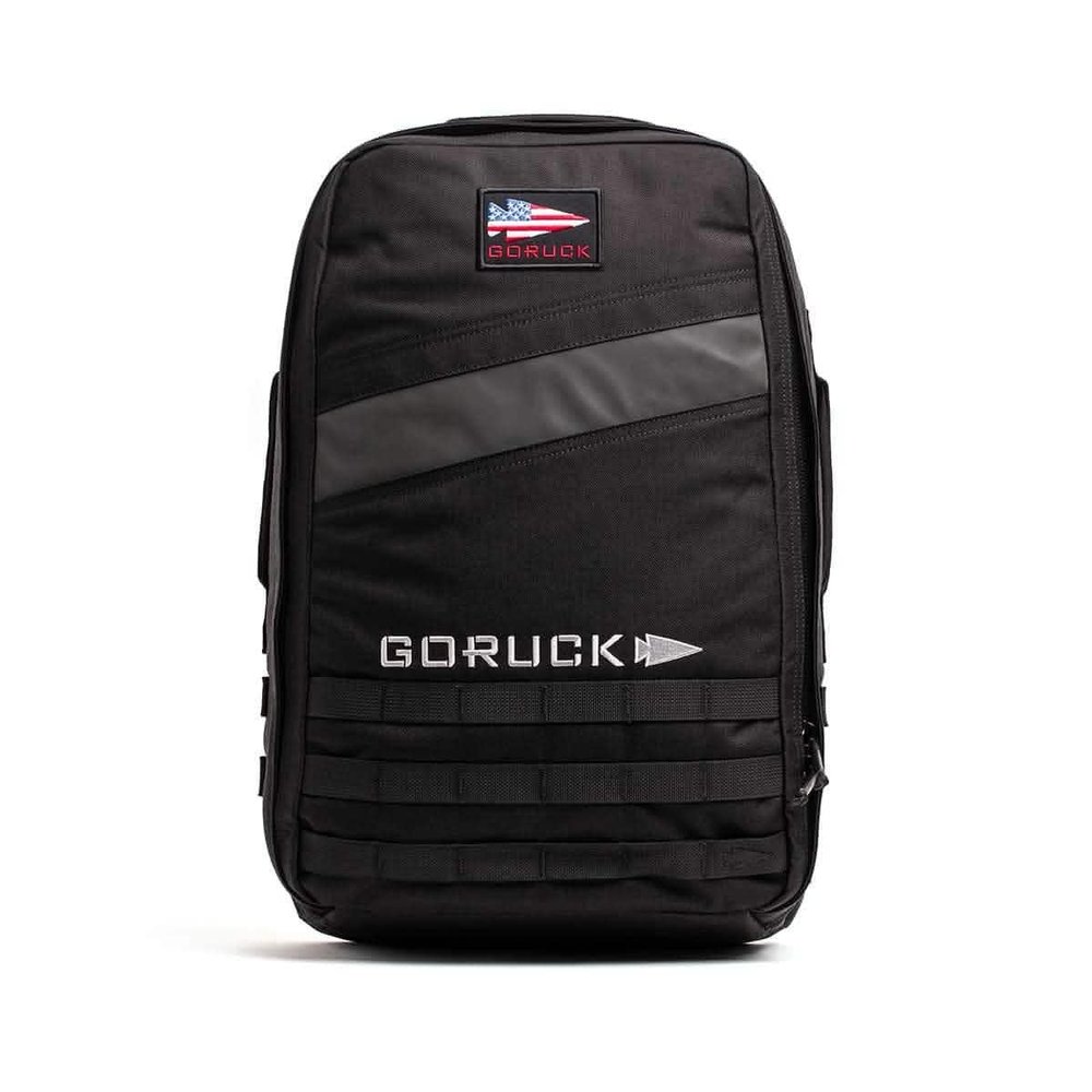 GORUCK Rucker 4.0 25L Black with White Embroidery - Purpose Built Rucking Backpack, Military Weight Training Rucksack w/Ruck Plate Pocket and Extra Padded Straps