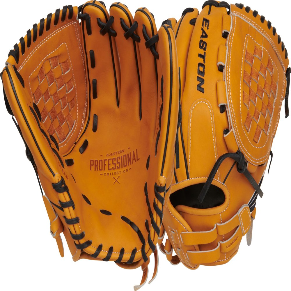 Easton | Professional Collection Fastpitch Softball Glove | Right Hand Throw | 12.5" - Basket Web | Tan/Black