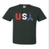Go All Out XX-Large Forest Green Mens Commemorative USA Eiffel Tower 2024 Team USA France T-Shirt view 2