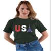 Go All Out XX-Large Forest Green Mens Commemorative USA Eiffel Tower 2024 Team USA France T-Shirt view 3