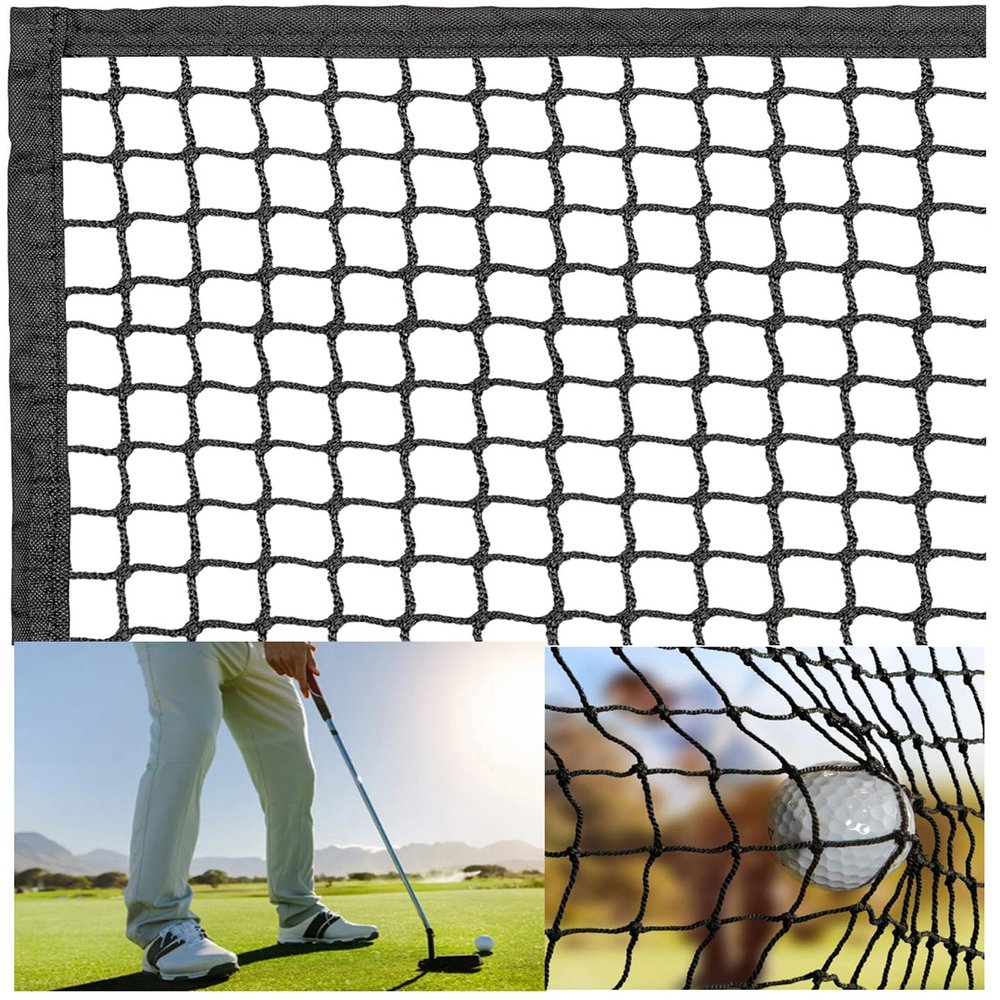 10FT x 20FT Strong Frequent Use Durable Multi-Sports Barrier Net Hitting Practice Nylon Netting with Around Finished Seam High Impact Indoor Outdoor Barrier Net for Golf Baseball Hockey Soccer
