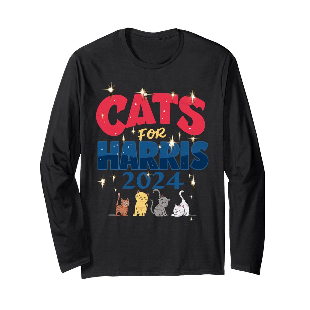 Cat Design Cats for Kamala Funny Harris Supporter Long Sleeve T-Shirt