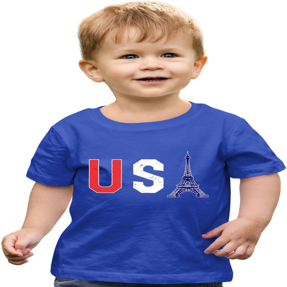 2T Royal Toddler Commemorative USA Eiffel Tower 2024 Team USA France Toddler T-Shirt