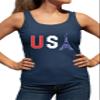 Go All Out X-Large Navy Blue Women Fitted Commemorative USA Eiffel Tower 2024 Team USA France Sleeveless Tank Top T-Shirt view 1