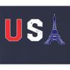 Go All Out Large Navy Blue Women Fitted Commemorative USA Eiffel Tower 2024 Team USA France Sleeveless Tank Top T-Shirt view 2