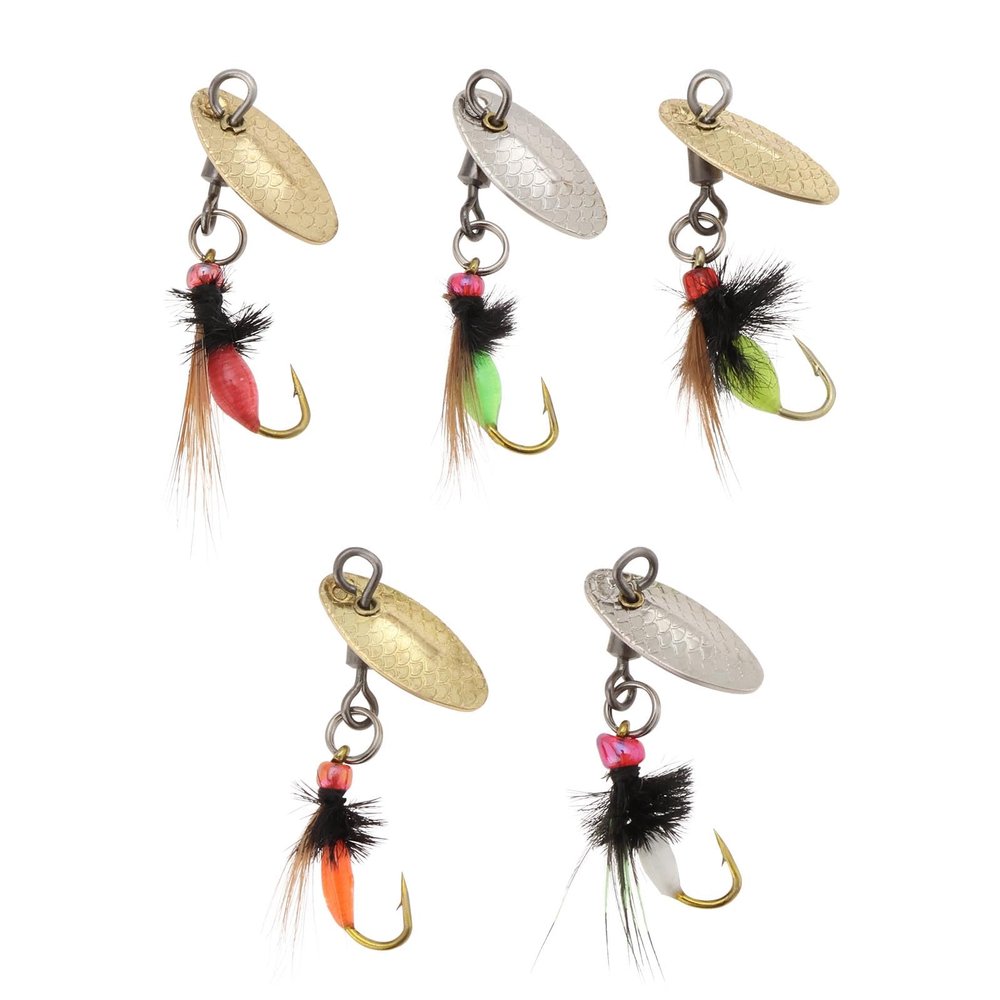 ECSiNG 5pcs Bionic Fly Fishing Lures Fly Fishing Flies Bait with Fishing Spinner for Bass Sunfish Pike Trout Fly Fishing Accessories