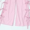 Y2K Gingham Pants for Women Bow Tie Side Slit Wide Leg Lounge Loose Fit Plaid Trousers Teen Girls Going Out Pants view 3
