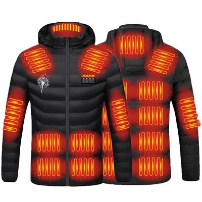 BOXIACEY Heated Coat for Women Rechargeable Heating Jacket Electric Warming Coat Heated Jacket with Detachable Hood
