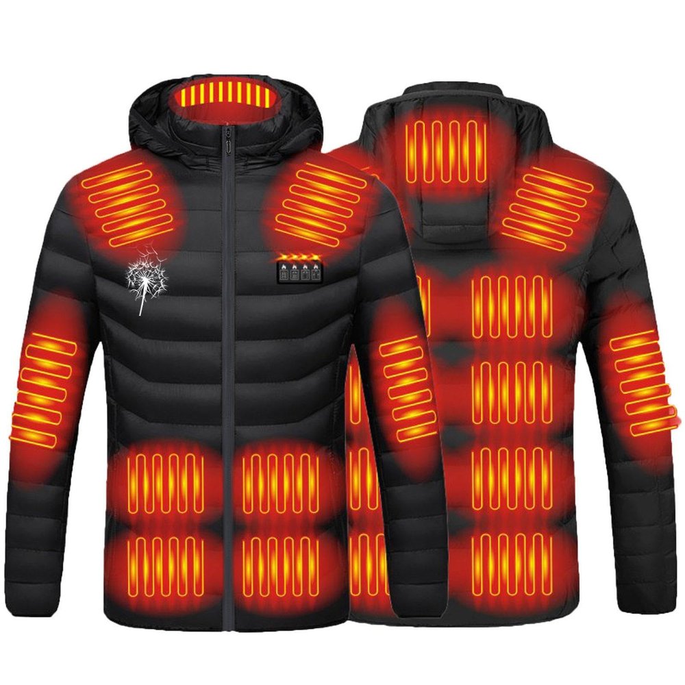 BOXIACEY Heated Coat for Women Rechargeable Heating Jacket Electric Warming Coat Heated Jacket with Detachable Hood