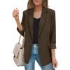 Blazers for Women Casual Open Front Long Sleeve Work Office Blazer Jacket Fashion Button Lapel Blazer with Pockets, view 2