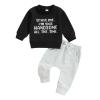 Finegoodwei Toddler Baby Boy Fall Clothes Letter Print Long Sleeve Sweatshirt + Elastic Pants Cute Kids Winter Outfits (Black-T, 2-3 Years) view 1