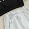 Finegoodwei Toddler Baby Boy Fall Clothes Letter Print Long Sleeve Sweatshirt + Elastic Pants Cute Kids Winter Outfits (Black-T, 2-3 Years) view 4
