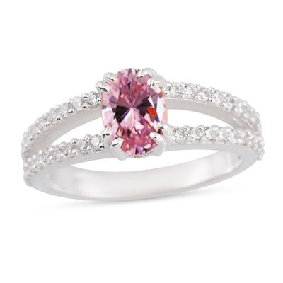 Pink Cz Oval Shape Silver Ring grandmother gift- Solid Silver Pink Cz loose stone Rings - Pink Cz 925 Silver Ring Faishonable jewelry gift for engagement - Pink Cz May Birth loose stone Rings (11)