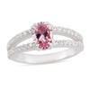 Pink Cz Oval Shape Silver Ring grandmother gift- Solid Silver Pink Cz loose stone Rings - Pink Cz 925 Silver Ring Faishonable jewelry gift for engagement - Pink Cz May Birth loose stone Rings (11) view 1