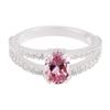 Pink Cz Oval Shape Silver Ring grandmother gift- Solid Silver Pink Cz loose stone Rings - Pink Cz 925 Silver Ring Faishonable jewelry gift for engagement - Pink Cz May Birth loose stone Rings (11) view 2