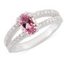 Pink Cz Oval Shape Silver Ring grandmother gift- Solid Silver Pink Cz loose stone Rings - Pink Cz 925 Silver Ring Faishonable jewelry gift for engagement - Pink Cz May Birth loose stone Rings (11) view 3