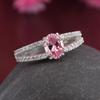 Pink Cz Oval Shape Silver Ring grandmother gift- Solid Silver Pink Cz loose stone Rings - Pink Cz 925 Silver Ring Faishonable jewelry gift for engagement - Pink Cz May Birth loose stone Rings (11) view 4