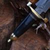 Blade Frenzy Custom Hand Forged Damascus Steel Hunting Knife, Flame Pommel Guard, Premium Blade for Hunting and Camping, Dagger Knife, Buffalo Horn Handle,Premium Leather Sheath, Black view 3