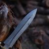 Blade Frenzy Custom Hand Forged Damascus Steel Hunting Knife, Flame Pommel Guard, Premium Blade for Hunting and Camping, Dagger Knife, Buffalo Horn Handle,Premium Leather Sheath, Black view 4
