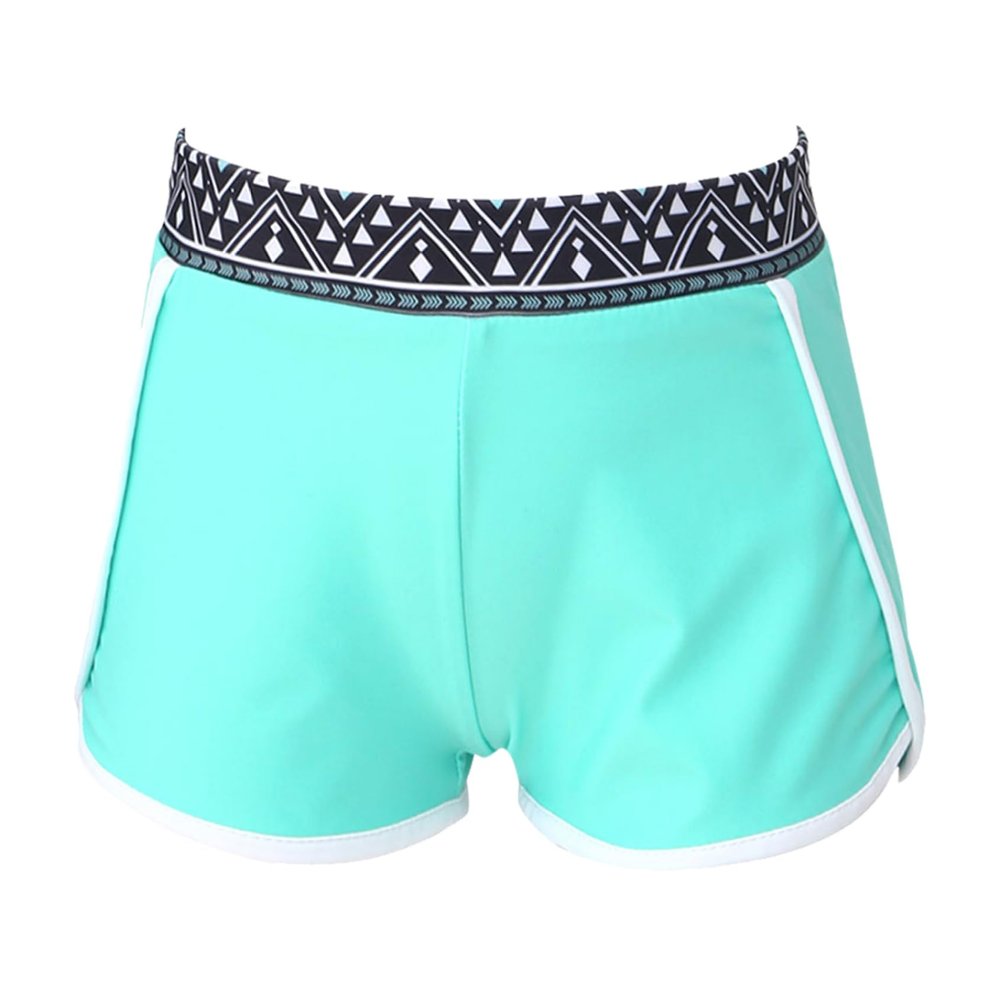 Yruioon Girls Floral High Waistband Swim Shorts Quick-Dry Boyshorts Trunk Summer Hot Bottoms Geometric Black 12 Years