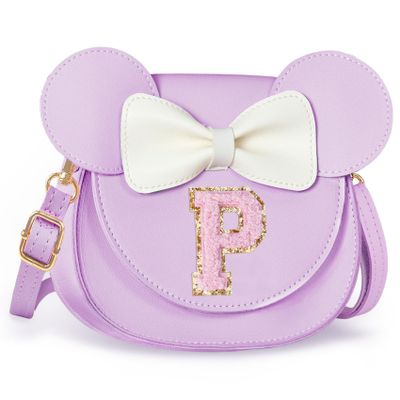Aganmi Initial Toddler Purse Pretty Little Girl Purse Kids Wallet Crossbody Bag Cute Easter Halloween Christmas Birthday Gift for Daughter Granddaughter Niece Little Sister Step Daughter (Purple P)