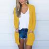 JOFOW Woman Apparel Casual Loose Lightweight Cardigans with Pockets Long Cardigans for Women Trendy Cardigan Sweaters for Women Long (A-Yellow,Medium) view 2