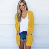 JOFOW Woman Apparel Casual Loose Lightweight Cardigans with Pockets Long Cardigans for Women Trendy Cardigan Sweaters for Women Long (A-Yellow,Medium) view 3
