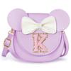 Aganmi Personalized Toddler Purse Girl Gifts Initial Cross Body Bag Birthday Party Decorations Bag Gift Little Girl Wallet Kids Purses for Girls Age 1 2 3 4 5 6 7 8 Mini Ears Bow Purse (Purple K) view 1