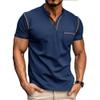 3 Pack Henley Shirt for Men Front Placket Short Sleeve Summer Tops Casual Button Cotton T-Shirt with Pocket (Grey/Red/D-Blue,3XL) view 2