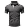 JEKE-DG Men's Slim Fit Color Matching Polo Shirt Lightweight Soft Golf Lapel T Shirt Casual Solid Short Sleeve T-Shirts (Dark Grey,4XL) view 1
