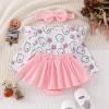 JLKGICF Baby Girl Halloween Thanksgiving Christmas Outfit Ghost Turkey Santa Claus Romper Skirt Overalls Dress Winter Clothes (Pink Cute Ghost, 9-12 Months) view 3