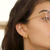 14K Gold Small Chunky Huggie Hoop Earrings for Women Trendy Hypoallergenic Silver Earrings Small Thick Chunky Geometric Minimalist Hoops for Jewelry Gifts view 2