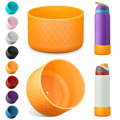 2PCS Silicone Water Bottle Boot for Owala 40oz, Protective Bottom Bumper Anti-Slip Sleeve for FreeSip, Twist, and Flip Stainless Steel Bottles, Dishwasher Safe and BPA Free(Orange)