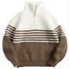 Happy Cherry Boys Sweater Quarter Zip Pullover Lightweight Casual Pullovers for Kids Striped Warm Soft Outwear Brown view 1