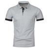 JEKE-DG Men's Slim Fit Color Matching Polo Shirt Lightweight Soft Golf Lapel T Shirt Casual Solid Short Sleeve T-Shirts (Light Grey,M) view 1