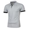 JEKE-DG Men's Slim Fit Color Matching Polo Shirt Lightweight Soft Golf Lapel T Shirt Casual Solid Short Sleeve T-Shirts (Light Grey,M) view 2