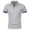 JEKE-DG Men's Slim Fit Color Matching Polo Shirt Lightweight Soft Golf Lapel T Shirt Casual Solid Short Sleeve T-Shirts (Light Grey,M) view 4