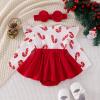 JLKGICF Baby Girl Halloween Thanksgiving Christmas Outfit Ghost Turkey Santa Claus Romper Skirt Overalls Dress Winter Clothes (Red Santa Clause, 9-12 Months) view 3