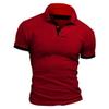 JEKE-DG Men's Slim Fit Color Matching Polo Shirt Lightweight Soft Golf Lapel T Shirt Casual Solid Short Sleeve T-Shirts (Wine Red,S) view 1