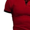 JEKE-DG Men's Slim Fit Color Matching Polo Shirt Lightweight Soft Golf Lapel T Shirt Casual Solid Short Sleeve T-Shirts (Wine Red,S) view 2