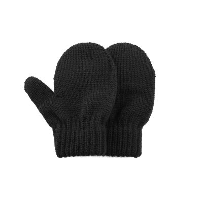 Toddler Mittens Kids Soft Knitted Gloves Warm Toddler Winter Mittens Thick Cold Protection Gloves for Baby Boys Girls Black