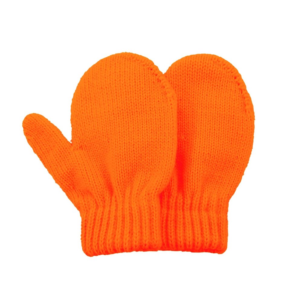 Toddler Mittens Kids Soft Knitted Gloves Warm Toddler Winter Mittens Thick Cold Protection Gloves for Baby Boys Girls Orange