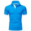 JEKE-DG Men's Slim Fit Color Matching Polo Shirt Lightweight Soft Golf Lapel T Shirt Casual Solid Short Sleeve T-Shirts (Blue White,M) view 1