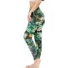PCSJRKG Marbled Floral Printed Workout Yoga Pants for Women, Soft Yoga Pants Leggings Tummy Control Stretch Workout Leggings for Yoga Gym, Green, L view 1