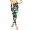 PCSJRKG Marbled Floral Printed Workout Yoga Pants for Women, Soft Yoga Pants Leggings Tummy Control Stretch Workout Leggings for Yoga Gym, Green, L view 2