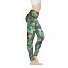 PCSJRKG Marbled Floral Printed Workout Yoga Pants for Women, Soft Yoga Pants Leggings Tummy Control Stretch Workout Leggings for Yoga Gym, Green, L view 3