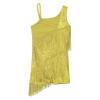 Sinleey Kids Girls Shiny Tassel Latin Dance Dress Sleeveless Salsa Tango Jazz Samba Ballroom Dance Fringe Dress Gold A 14 Years view 4