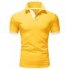 JEKE-DG Men's Slim Fit Color Matching Polo Shirt Lightweight Soft Golf Lapel T Shirt Casual Solid Short Sleeve T-Shirts (Yellow,XXL) view 1